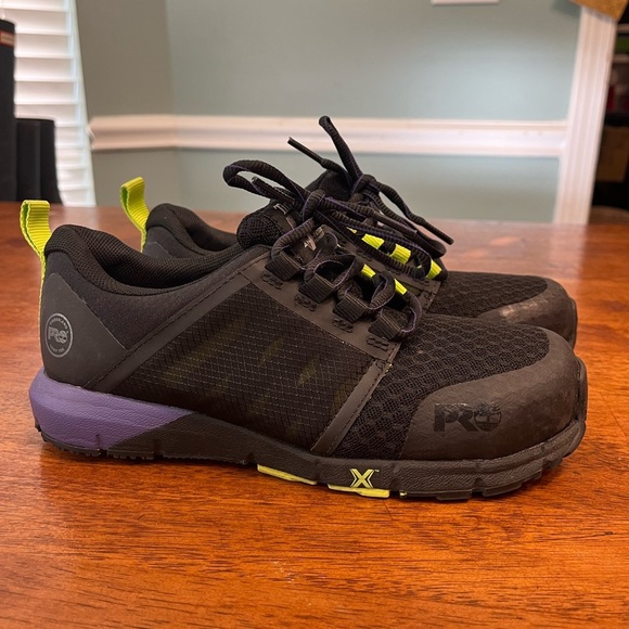Timberland Womens Pro Radius Gray Purple Safety Shoes size 6.5 - Picture 1 of 11